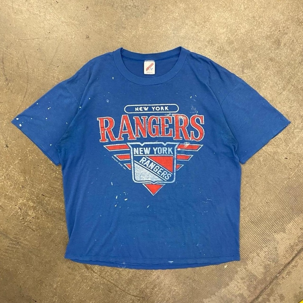 Vintage New York Rangers NHL Hockey Single Stitch Jerzees T-Shirt Size XL